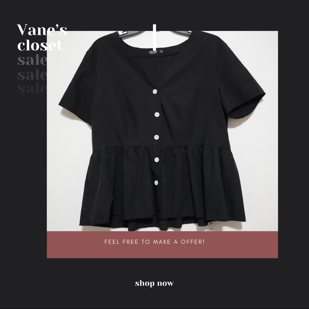 button front  ruffle hem blouse